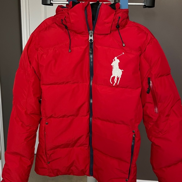 MEN’S Polo Ralph Lauren Red Puffer Jacket - Picture 2 of 6
